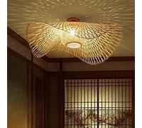 HEYUN Plafonnier En Bambou Rétro Lampe De Plafond Et Plafonnier Rotin Vintage E27 Éclairage Plafond Tissées Main Pour Manger Chambre Salon Bar Café Pendentif Cuisine Lampe Suspendue Couloir Suspension