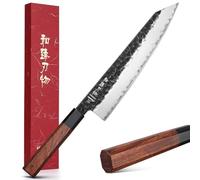 HEZHEN Couteau Kiritsuke en Acier Composite, Couteau de Chef de Haute Qualité, Couteau de Cuisine de Style Japonais, Manche Octogonal en Redwood