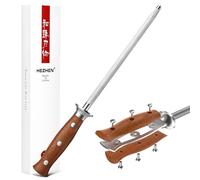 HEZHEN Fusil à Aiguiser en Acier à Haute Teneur en Carbone | Manche en Redwood,Tige D'Aiguisage pour Affûter les Couteaux de Cuisine en Acier Damas ou en Acier Inoxydable