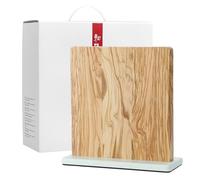 HEZHEN Porte-couteau Magnétique Double Face Bloc de Couteaux | Bois d'Olivier,Base Antidérapant en Marbre,Organisateur de Couteaux Support,Aimants Puissants,Coffret Cadeau