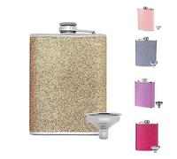 Hezhou 8 Oz Fiole en acier inoxydable Flasque et entonnoir en acier inoxydable pour femme Mini flasque Morandi Color flasque portable pour randonnée escalade pêche 240 ml avec 1 Entonnoir (Or)