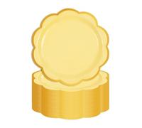 HFBOBP 50 pièces Assiette Jetable Festonnées 18cm, Jaune Assiettes en Carton Vaisselle Jetable Anniversaire pour Barbecue Anniversaire Fête Douche de bébé Mariages