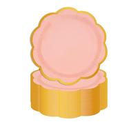 HFBOBP 50 pièces Assiette Jetable Festonnées 18cm, Rose Assiettes en Carton Vaisselle Jetable Anniversaire pour Barbecue Anniversaire Fête Douche de bébé Mariages