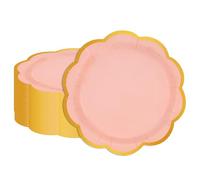 HFBOBP 50 pièces Assiette Jetable Festonnées 18cm, Rose Assiettes en Carton Vaisselle Jetable Anniversaire pour Barbecue Anniversaire Fête Douche de bébé Mariages