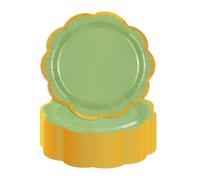 HFBOBP 50 pièces Assiette Jetable Festonnées 18cm, Vert Assiettes en Carton Vaisselle Jetable Anniversaire pour Barbecue Anniversaire Fête Douche de bébé Mariages