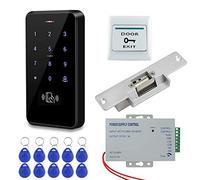HFeng Kit de Système de Contrôle d'accès RFID Extérieur IP68 étanche Clavier + Verrous électrique NC Fail Safe + Alimentation DC12V + 10pcs 125KHz EM4100 Keyfobs Cartes