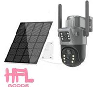 HFL Goods – Caméra solaire à double objectif 4G – Caméra solaire PTZ 4K 8MP 4G à double objectif : votre solution complète pour votre sécurité – Noir