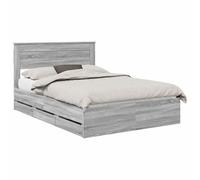 HFMDRMU Cadre de lit gris Sonoma - 140 x 200 cm - En bois d'ingénieur - Cadre de lit moderne - 140 x 200 cm - Avec sommier à lattes solide - Cadre de lit autonome 140 x 200 cm - En bois avec caché