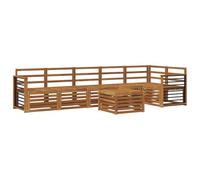 HFMDRMU Ensemble de canapé d'extérieur 7 pièces en bois d'acacia massif naturel, canapé d'angle en acacia massif avec surface à lamelles pour la circulation de l'air