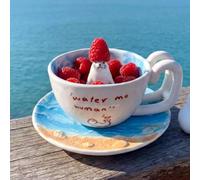 HFSAZJ Jolie tasse en céramique avec motif foie, tasse à café faite à la main avec figurine de fosse 3D dans l'eau, nouveauté drôle : figurine 3D à l'intérieur, idéale pour le chocolat chaud (seal