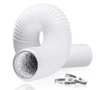 HG PLVTII Gaine Ventilation 125mm Flexible, 3 m Tuyau Évacuation Sèche-Linge PVC avec 2 Colliers, Φ 13 cm pour Tuyau Climatiseur Mobile, Sèche-Linge, Extracteur d’Air, Système de Ventilation, Blanc