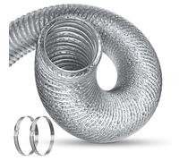 HG PLVTII Tuyau Climatiseur Mobile 150mm, 2.5 m Gaine Aluminium Flexible Φ 15 cm avec 2 Colliers, Tuyau Évacuation Climatisation Mobile, Extraction Air, Ventilation, Argent