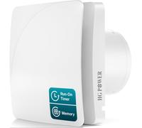 HG Power Extracteur d'air 100mm avec temporisation, moteur DC silencieux | Temporisation réglable 1-30 min, débit d'air 110 m³/h, moteur DC 5W, IP64, montage mural et plafond pour salle de bain