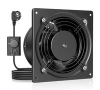 HG Power Extracteur d'air 150mm - Salle de Bain Silencieux avec Clapet antiretour, Régulateur de vitesse, Prise, Ventilation industriel pour Cuisine Garage Sous-sol Bureau, A-Noir