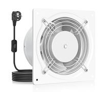 HG Power Extracteur d'air 150mm - Salle de Bain Silencieux avec Clapet antiretour, Régulateur de vitesse, Prise, Ventilation industriel pour Cuisine Garage Sous-sol Bureau, B-Blanc