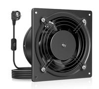 HG Power Extracteur d'air 150mm - Salle de Bain Silencieux avec Clapet antiretour, Régulateur de vitesse, Prise, Ventilation industriel pour Cuisine Garage Sous-sol Bureau, B-Noir