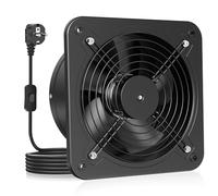 HG Power Extracteur d'air 200mm - Salle de Bain Silencieux avec Clapet antiretour, Régulateur de vitesse, Prise, Ventilation industriel pour Cuisine Garage Sous-sol Bureau, B-Noir
