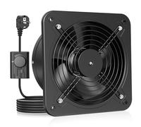 HG Power Extracteur d'air 250mm - Salle de Bain Silencieux avec Clapet antiretour, Régulateur de vitesse, Prise, Ventilation industriel pour Cuisine Garage Sous-sol Bureau, A-Noir