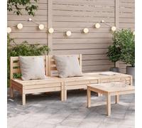 HGFDCBK Canapé de jardin 3 places en pin massif, canapé d'extérieur modulaire avec design à lattes pour terrasse et jardin, durable et stable, dossier confortable, jusqu'à 110 kg par siège