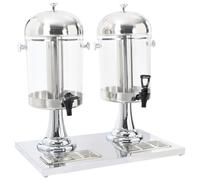 HGFDSAWE Distributeur de boissons double 16 l en acier inoxydable pour | Comprend 2 cylindres de refroidissement, kit de bacs d'égouttement, nettoyage facile