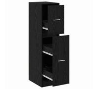 HGFDVCMR Armoire à pharmacie en chêne noir 30 x 41 x 118 cm | Commode de couloir compacte avec 2 tiroirs et étagère ouverte. Idéal comme armoire d'appoint étroite dans la chambre ou le