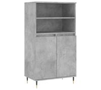 HGFDVCMR Armoire haute en bois gris béton 60 x 36 x 110 cm | Commode industrielle moderne avec 6 compartiments derrière les portes et pieds en métal pour le salon et le couloir.