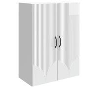 HGFDVCMR Armoire murale en bois blanc brillant 66 x 34,5 x 90 cm | Commode murale peu encombrante avec 2 portes et poignées métalliques. Idéal pour le salon et la chambre avec une capacité de