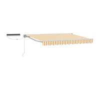 HGFDVCMR Auvent électrique 3,5 x 2 m, à bras articulé, avec télécommande sans fil et manivelle, store semi-cassette pour terrasse et balcon, aluminium et acier, jaune et blanc