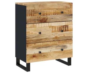HGFDVCMR Buffet en bois massif de mangue, 60 x 33 x 75 cm, noir | Commode industrielle avec pieds en fer pour salon et chambre à coucher. Buffet stable avec beaucoup d'espace de rangement.