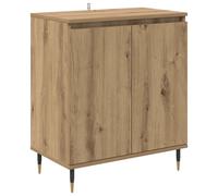 HGFDVCMR Buffet en chêne Artisan 60 x 35 x 70 cm | Armoire d'appoint compacte effet bois avec 2 portes et pieds noirs. Idéale comme commode pour le salon et le couloir.