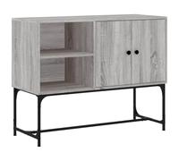 HGFDVCMR Buffet gris Sonoma 100 x 40 x 79,5 cm Armoire d'appoint | Commode industrielle moderne avec 4 compartiments et pieds en métal pour salon, couloir et salle à manger.