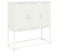 HGFDVCMR Highboard Armoire en métal avec portes Blanc 100,5 x 39 x 107 cm | Commode industrielle à 6 compartiments pour salon et chambre à coucher avec protection anti-basculement.