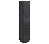 HGFDVCMR Lot de 2 armoires en bois - Noir - 33 x 34,5 x 87 cm - Commode | Ensemble de meubles 2 pièces pour chambre à coucher et bureau avec porte coulissante, trois tiroirs et deux étagères de
