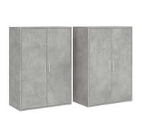 HGFDVCMR Lot de 2 buffets en bois gris béton - 60 x 31 x 84 cm | Buffet stable avec beaucoup d'espace de rangement dans un aspect béton moderne pour le salon, le couloir et la chambre à