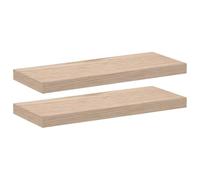 HGFDVCMR Lot de 2 étagères flottantes en bois plaqué chêne 60 x 23,5 cm | Étagère murale moderne pour salon et chambre à coucher. Montage invisible avec structure résistante jusqu'à 7 kg par étagère.
