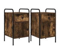 HGFDVCMR Lot de 2 tables de chevet avec tiroir - 35 x 36,5 x 61 cm | Commode industrielle pour chambre à coucher et salon, fabriquée en bois avec pieds réglables.
