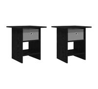 HGFDVCMR Lot de 2 tables de chevet avec tiroir - 41 x 40 x 45 cm - Noir | Tables d'appoint compactes pour chambre à coucher : combinaison pratique d'une étagère ouverte et d'un tiroir pour plus de