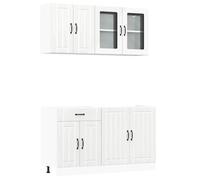 HGFDVCMR Lot de 4 meubles de cuisine Lucca en bois blanc brillant | Armoire de cuisine modulaire avec beaucoup d'espace de rangement pour vaisselle et casseroles, idéal pour toute cuisine et