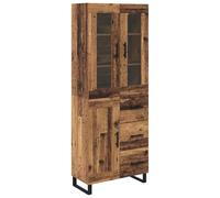 HGFDVCMR Meuble haut avec tiroirs 2 pièces aspect bois vieilli 69,5 x 34 x | Vitrine moderne en bois et verre avec structure en métal solide pour un espace de rangement ordonné dans la salle à manger et