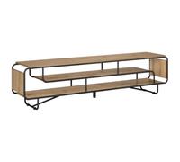 HGFDVCMR Meuble TV en chêne Artisan - 180 x 36 x 45 cm | Meuble bas ouvert avec 3 étagères et cadre en acier robuste pour salon ou chambre à coucher. Charge maximale : 30 kg.