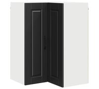 HGFDVCMR Porto Armoire d'angle murale en bois Noir 57 x 57 x 80 cm | Armoire de cuisine suspendue peu encombrante avec 3 étagères et 2 portes pour plus d'ordre dans la salle à manger.