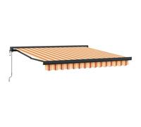 HGFDVCMR Store électrique rétractable avec moteur et télécommande, jaune et blanc, rayé, 3 x 2,5 m, bras articulé, en aluminium et polyester, pour terrasse, balcon et jardin