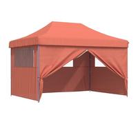 HGFDVCMR Tente de fête pliable terre cuite 279 x 410 x 315 cm | Tonnelle pliable flexible pour le jardin et la terrasse avec cadre en acier réglable, housse de transport et accessoires.