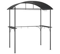 HGFDVCMR Tonnelle barbecue anthracite 220 x 115 x 230 cm en acier avec | Toit robuste pour barbecue avec toit en polycarbonate, 2 étagères latérales et rails à crochets pour jardin et terrasse.