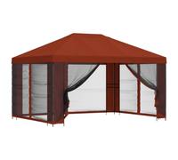 HGFDVCMR Tonnelle de jardin 4 x 3 m avec 4 parois latérales, terre cuite | Capote généreuse pour jardin et terrasse avec construction en acier solide et 4 parois en filet pratiques.