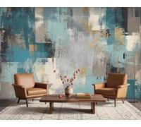 hgjdjhnf Papier peint mural photo - Motif abstrait gris pétrole effet béton doré, intissé, moderne, pour salon, chambre, salle à manger, 250 cm x 175 cm, poster - sticker mural - sans cadre