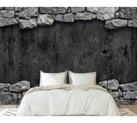 hgjdjhnf Papier peint photo effet 3D aspect pierre, béton rustique, anthracite, intissé, motif moderne pour salle à manger, salon ou chambre, 430 x 300 cm, sans cadre.