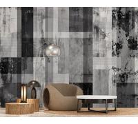 hgjdjhnf Papier peint photo effet béton, gris et noir, géométrique abstrait, intissé, motif décoratif moderne pour salon, chambre ou bureau, 400 cm x 280 cm, poster/autocollant mural sans cadre