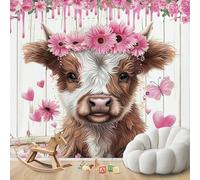 hgjdjhnf Papier peint photo mural - Motif moderne de vachette, animal de la ferme, dessin animé, pour salon, chambre ou chambre d'enfant, 250 cm x 175 cm - Poster - Sticker mural - Image sans cadre