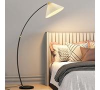 HGJHJJHK 65″ Lampadaire Arc Lampe sur Pied d'angle Moderne avec Abat-Jour plissé Suspendu réglable Lampadaires dorés avec Interrupteur au Pied sur canapé Lampe de Lecture Haute pour Bureau de Chambre